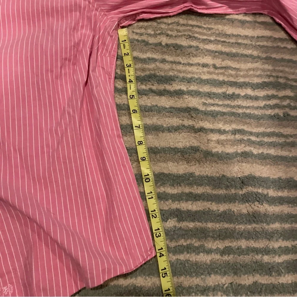 Izod Button Down Shirt Blouse Pink Striped Sz Small - Picture 7 of 11